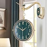 BioNyt Wanduhr, doppelseitige Wohnzimmer-Veranda-Uhr im europäischen Stil, stummgeschaltete Uhr, Wanddekoration, Wandbehang