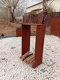 Zen Man Kaminholzregal Garten Rost Kaminholzunterstand Rost holzregal Kaminholz Rost Metall 031590 B35*L40*H78cm