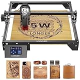 LONGER RAY5 60W Laser Graviermaschine, 5W Laserleistung mit Farb-Touchscreen, 4 in 1 Offline Laser Cutter, CNC Lasergravierer, 10000mm/min Lasergravurmaschine für Holz/Glas/Acryl