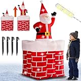 MONZANA® Aufblasbarer Weihnachtsmann 178cm groß LED Beleuchtet IP44 springt-aus-dem-Schornstein Außen Santa Weihnachten Weihnachtsdeko Weihnachtsfigur