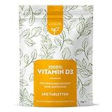 Vitamin D 2000 I.E - 400 Sonnenvitamin D3 Tabletten - Unterstützt Knochen, Zähne, Muskeln und Immunsystem - ohne künstlichen Zusatzstoffe - Vegetarisch - Hochdosiert - Nutravita