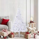 Qnhdfrt Künstlicher Weihnachtsbaum Weiß 150 cm mit 150 LEDs 8 Leuchtmodi PVC & Stahl Modernes Design und Langlebigkeit für Wohnzimmer Wintergarten und Büro