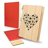 pamindo® Grußkarte aus Holz mit Umschlag (A5) edel & hochwertig - Holzkarte aus Bambus als Valentinstag Karte, Glückwunschkarte, zum Jahrestag & Muttertag, besondere Hochzeitskarte – Herz