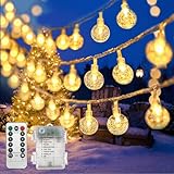 Led Lichterkette Außen Innen Weihnachtsbaum -12.5M 80 Led Lichterkette mit Batterie Fernbedienung Timer Outdoor Weihnachtsbeleuchtung für Weihnachtsbaum Saisonale Party Balkon Fenster Weihnachten Deko