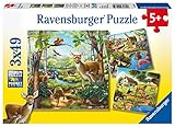 Ravensburger Kinderpuzzle - 09265 Wald-/Zoo-/Haustiere - Puzzle für Kinder ab 5 Jahren, mit 3x49 Teilen, Yellow