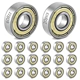 QWORK® 20 Stück 608zz Kugellager, Metall Double Shielded Miniatur Rillenkugellager, für Skateboards, Roller, Inline Skates, 8mm x 22mm x 7mm