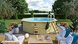 CHILLROI® Achteckiger Holzpool 357,5 x 357,5 x 124 cm, Modell 1 X Folie blau Inkl. Zubehör und Pool Leitern