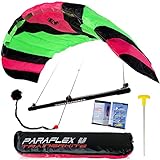 Wolkenstürmer® Paraflex Trainer 3-Leiner Lenkmatte 2.3 (neonpink) - „Ready to Fly“ Kite Drachen inkl. Trainerbar - Trainer Kite - Windtrainer zum Mountainboard Fahren