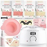 PURECLEAN Waxing Set – Schnell Aufheizender Digitaler Wax Maschine – 4 Packungen Wachsperlen, Nachwachslotion, Silikonschale – 59 Artikel für alle Haartypen – Gesicht, Brazilian Bikinizone, Körper