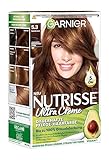 Garnier Nutrisse Dauerhafte Pflege-Haarfarbe mit nährenden Fruchtölen, Coloration mit 8 Wochen Halt, Ultra Crème Tönung, 053 Samtbraun