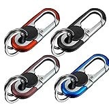 LUFEIS Auto Schlüsselanhänger für Herren, 4 Stück Karabiner Schlüsselanhänger mit 2 Schlüsselringe, Solid Color Double Ring Key Chain, Geschenkbox für Männer und Frauen (Schwarz+Blau+Orange+Braun)