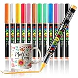 RiyaNed porzellanstifte spülmaschinenfest，Wasserfester porzellanstift 1.0-6.0mm，12 Farben Geeignet für Zeichnungsmuster und Designkreationen auf verschiedenen Porzellan.