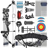 ZSHJGJR Compound Bogen Set Bogenset für Bogenschießen Sportbogen Verstellbarer Jagd Compoundbogenset 30-55 lbs 310fps Jagdausrüstung mit Komplettes Zubehör Kit (Schwarz)