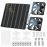 Mucek Solar Ventilator, 15W Solarpanel Ventilator Solarbetrieben, Solar Dual Auspuffventilator Wasserdicht, Solarlüfter für Hühnerstall, Gewächshäuser, Haustierhäuser Kleine