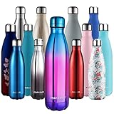 CMXING Thermosflasche Doppelwandige 500ml / 750ml Trinkflasche Edelstahl Isolierflasche Auslaufsicher BPA-Frei für Sport Schule Fitness Camping