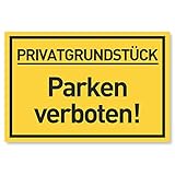 Privatgrundstück Parken Verboten Schild (30x20 cm Kunststoff) - Klares Zeichen für Parkverbot - Privatparkplatz Schilder - Parkplatz Schild Privat - Parken Verboten (Gelb)