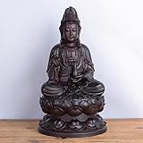 LJHNRFRDK Handgefertigte Guanyin-Statue aus Ebenholz, sitzender Lotussitz, dekorative Holzfigur 黑檀木观音像 (黑檀观音菩萨(Sandelholz) 13 cm)