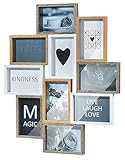Kobolo Bilderrahmen-Collage - HEART- Holz - weiß natur - 10 Bilder - 59x47 cm