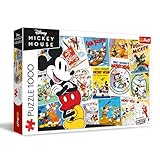 Trefl 10741, Mickey's World 1000 Elemente Disney Märchenfiguren, Retro Collage, Mickey Mouse, Klassisches Puzzle für Erwachsene und Kinder ab 12 Jahren