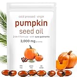 Kürbiskernöl Kapseln, Kaltgepresst Pumpkin Seed Oil Capsules for Hair Growth, 180 Softgels unterstützen Haare, Kürbis & Samenöl 2 in 1 für das Haarwachstum