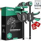 SMABIX® Einhandzwingen 2er Set zum Spannen, Dehnen, Fixieren mit einer Hand, 71Kg Spannkraft, Spannweite 300 mm, Dehnbereich 155mm - 500mm, Einhandzwinge, Zwingen, Schraubzwingen, Schnellspannzwinge