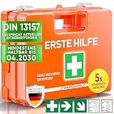 WERKSTEIN® Erste Hilfe Kasten [DIN 13157:2021] inkl. Wandhalterung, 5x Aufkleber & Plombe - Verbandskasten Betrieb - Erste Hilfe Koffer für Betrieb, Büro & Zuhause - Erste Hilfe Set - Sanitätskasten