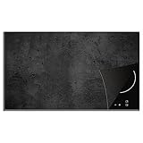 KitchenYeah© Herdabdeckplatte Einteilig Ceranfeld Abdeckplatte Küche Abdeckung Anti Rutsch Matte Beton - Vintage - Rustikal - Grau - Schwarz - 89x51 cm
