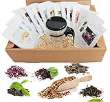 Großes Tee Geschenk Set Probierpaket im Geschenkpaket mit 15 x 15g Packungen Weihnachtstees und Gratis Teebereiter | Tee Geschenk Set Weihnachten Nikolaus