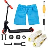 Pipihome Finger Scooter Set, Alloy Mini Fingerscooter Finger Schuhe Finger Hose mit Fingerscooter Zubehör Werkzeug, Finger Roller Training Requisiten Interaktives Fingerspielzeug für Kinder (Schwarz)