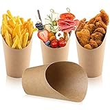 Surflyee 50 Stück Kraftpapier Becher, 12oz Bubble Waffeleisen Tüten, Pommestüte, Snacktüten, Geeignet für Waffeln, Pommes Frites, Popcorn, Eiscreme, Obstspieße, Verfügbar für Alle Arten Von Partys