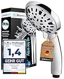 BLUMBACH® Duschkopf wassersparend - Hochdruck Duschkopf Aqua Joy - 8 Strahlarten, Duschbrause druckerhöhend, Brausekopf, Shower Head, wassersparender Sparduschkopf, hoher Wasserdruck starker Strahl