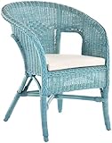 korb.outlet Rattan-Sessel/Stapelsessel Bella in der Farbe Blau mit Polster, aus Natur-Rattan