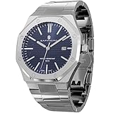 SAPPHERO Uhren Herren 100M wasserdichte Armbanduhr Herren Edelstahl Achteckig Herrenuhr Silber Quarz Japanische Uhrwerke Business Casual Leuchtende Uhr mit Date