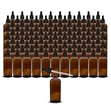 105 x 100 ml bernsteinfarbene Glasflaschen mit Glas-Augentropfer, manipulationssichere Pipetten, Großhandel, bernsteinfarbene Braunglasflaschen, Tropfflaschen, nachfüllbar, für ätherische Öle, Parfüm,