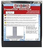 M&H-24 Filter Dunstabzugshaube Aktivkohle + Fettfilter Zuschneidbar - Aktiv-Kohlefilter für Abzugshaube Dunstabzug 60cm Dunstfilter Universal 57 x 47 cm Schwarz