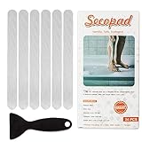 Secopad Anti-Rutsch Aufkleber 24 Stk Sicherheitsstreifen für Badewanne, Klebende Sticker mit Premium Schaber für Badewanne, Dusche, Treppe (Farblos)