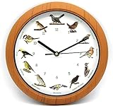 Luna24 simply great ideas... Vogelstimmen-Wanduhr mit 12 authentischen Vogelgesängen heimischer Vögel wie Kuckuck, Zaunkönig, Rotkehlchen u.v.m.