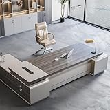 HOFMSX Home-Office-Schreibtisch, moderner L-förmiger Executive-Schreibtisch mit Regalen und Lagerschrank, Arbeitstisch (Doppelschrank rechts, 94' L x 63 B x 29 H)