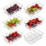 6er Pack Kühlschrank Organizer Aufbewahrung Boxen Set mit Fächern, Fridge Organizer Schublade Ordnungssystem Dosen Box Kühlschrankbox Aufbewahrungsbox Küche Pantry Storage Behälter（24 Partition）