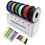 Fermerry 30 AWG Litzendraht Silikon verzinnte Kupferdrahtspule je 10 Fuß 6 Farben Flexible 30 Gauge Hook up Elektrokabel-Kit (6 Farben je 10 Fuß, 30 AWG 0.05mm²)