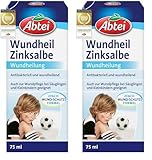 Abtei Wundheil Zinksalbe - Salbe mit Zink zur Wundheilung - antibakteriell und entzündungshemmend - auch für Babys und Kleinkinder geeignet - 75 ml (Packung mit 2)