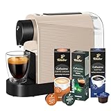 Tchibo Cafissimo „Pure plus“ Kaffeemaschine Kapselmaschine inkl. 30 Kapseln für Caffè Crema, Espresso und Kaffee | 0,8l | 1250 Watt | 11,9 x 33,7 x 24 cm | Almond Beige