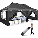 HOTEEL Pavillon 3x6 Wasserdicht Stabil Winterfest Faltpavillon 3x6 Mit 6 SeitenwäNden Partyzelt 3x6 Uv-Schutz 50+, Aufbewahrungstasche Mit Rollen, FüR Party Outdoor Garten Hochzeit,Camping,Markt