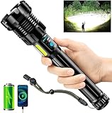 Glarylight Taschenlampe Led Aufladbar, 500000 Lux Extrem Hell Taschenlampen, 9 Lichtmodi, Zoombar, IPX7 Wasserdicht Flashlight für Notfälle Camping