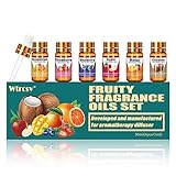 Fruchtiges Duftöl - Ätherische Öle Set für diffuser– 5 ml x 6 Fruchtaromen der vier Jahreszeiten – Kokosnuss, Heidelbeere, Grapefruit, Apfel, Erdbeere, Mango – für alle Arten von Aromadiffusoren