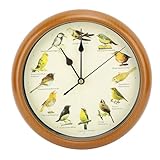 Wanduhr, Vogelgesang-Uhr, Original, mit 12 Einheimischen Singvögeln, Ruhezeit bei Nacht, Original-Naturaufnahmen, Heimdekoration, Dekorative Uhr, Nicht Tickend (Brown)