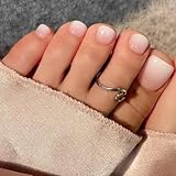 MouyouGlow 24 Stück Fake Zehennägel Fußnägel zum Aufkleben Kurz,Squared Rosa Ombre Weiß Pink Verlauf White Künstlich Toe Nails Full Cover Fuß Press on Nails mit Kleber，Artificial Toenails