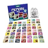 Cottify Memory Spiel Lesen Lernen, Memory ab 4 Jahr, ABC Spiel, Memory für Kinder , Buchstaben Memory, Memory Holz, Holzspielzeug 4 Jahre, Foto Memory, Lese Spiele, Gemischtes Doppel Memory 52 Karten