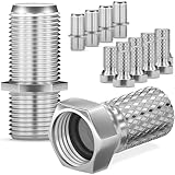 HB-DIGITAL 10x F-Stecker 7mm schmaler Mutter + 5X Profi SAT Koaxialkabel Adapter Verbinder F-Kupplung F-stecker für Fernsehkabel Antennenkabel Satelliten Kabel - Vernickelt