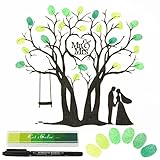 BOFUNX Leinwand Gästebuch Hochzeit Baum Leinwand für Fingerabdrücke Personalisiert Alternative Hochzeitsgästebuch Baum für Verlobung Hochzeitgeschenk Jubiläumsgeschenk